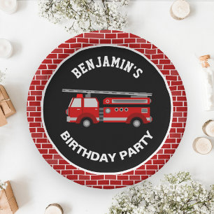 Fire Truck Birthday Party Paper Plate