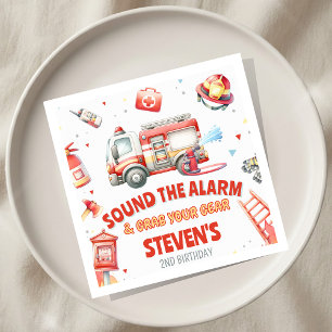 Fire Truck Birthday Party Square Napkin