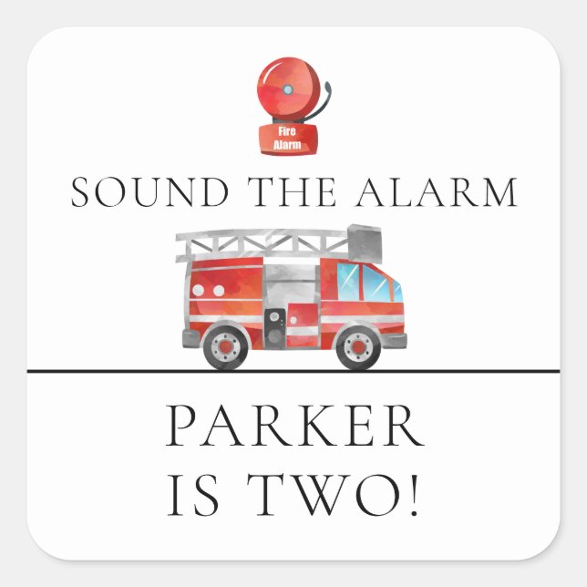 Fire Truck Birthday Party Stickers (Front)