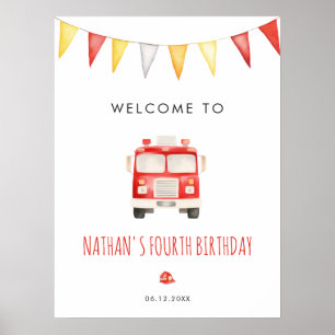 Fire Truck Birthday Party Welcome Poster