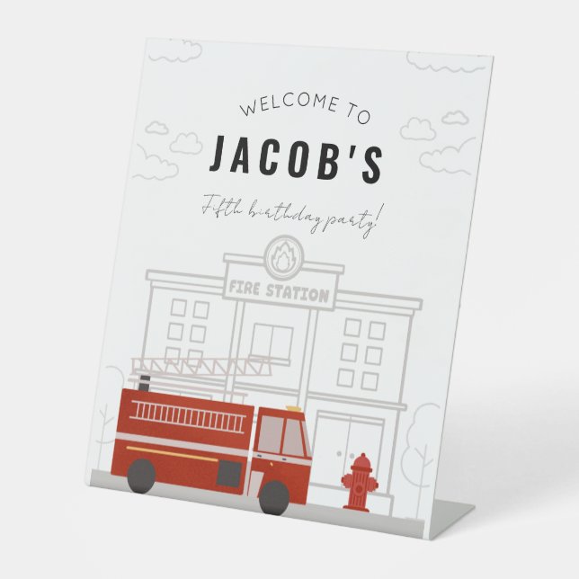 Fire Truck Birthday Party Welcome Sign  (Front)