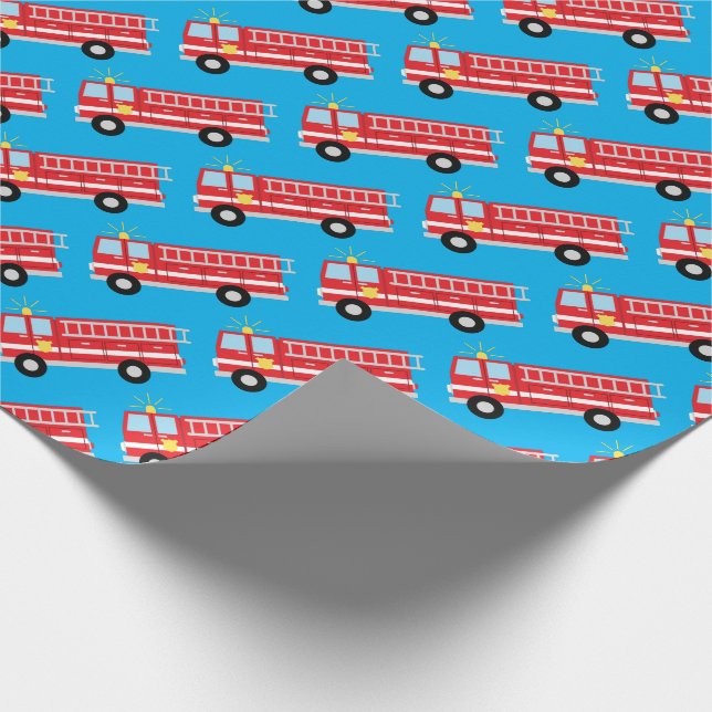 Fire Truck Birthday Party  Wrapping Paper (Corner)