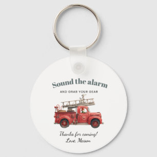 Fire Truck Birthday Sound the Alarm Key Ring