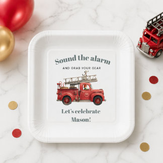 Fire Truck Birthday Sound the Alarm  Paper Plate