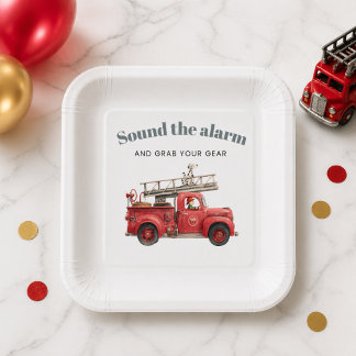 Fire Truck Birthday Sound the Alarm  Paper Plate