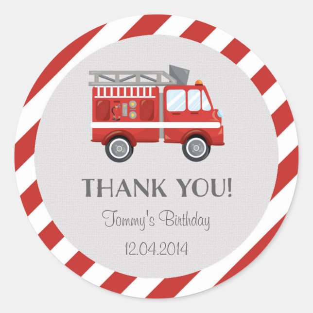 Fire Truck Birthday Sticker (Front)