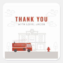 Fire Truck Birthday Stickers