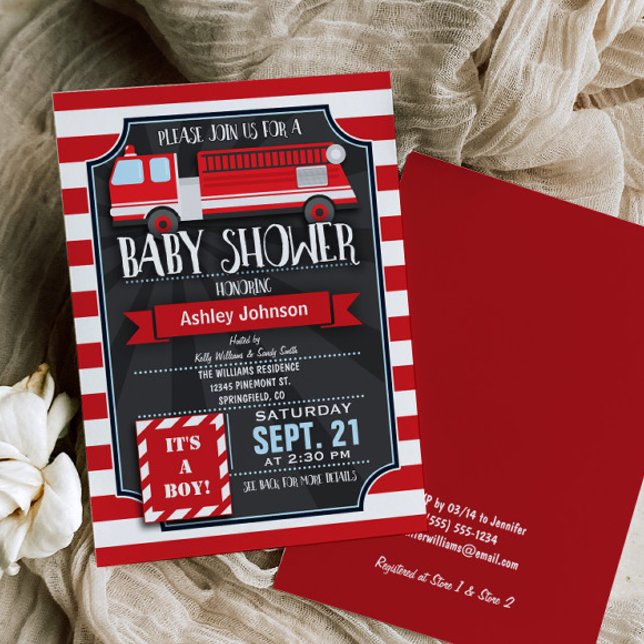 Fire Truck Boy Baby Shower  Invitation (Creator Uploaded)