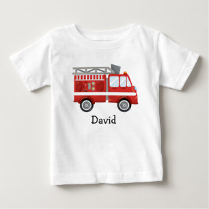 Fire Truck Boy First Birthday Firefighter Baby T-Shirt