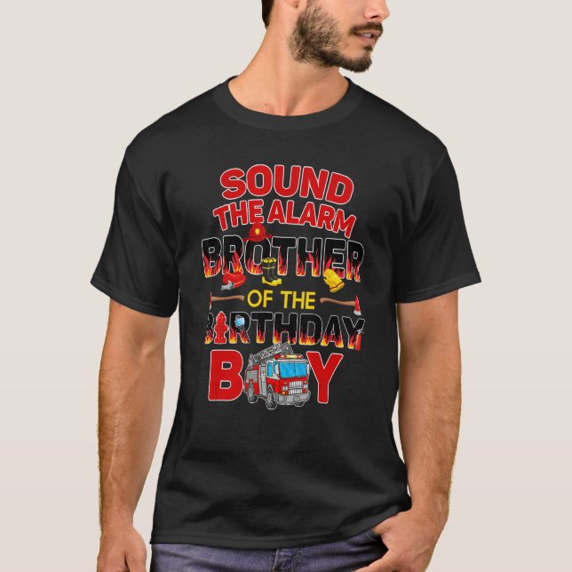 Fire Truck Brother Birthday   Firefighter Daddy Pa T-Shirt (Front)