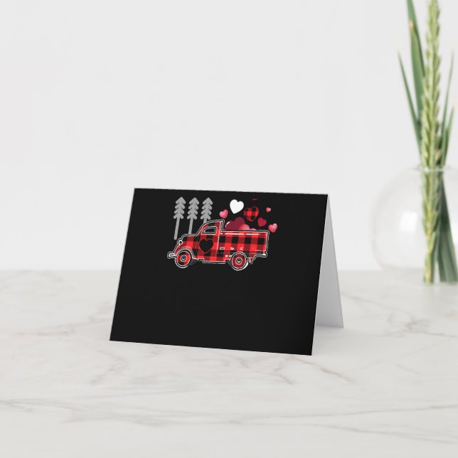 Fire Truck Buffalo Plaid Valentines Day Mum Dad So Card (Front)