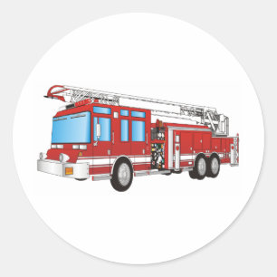 Fire Truck Classic Round Sticker