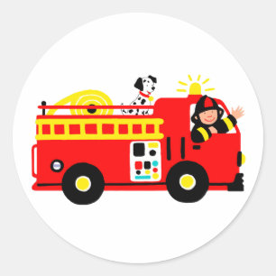Fire Truck Classic Round Sticker