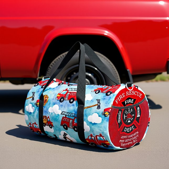 Fire Truck Clouds  Duffle Bag (Creator Uploaded)