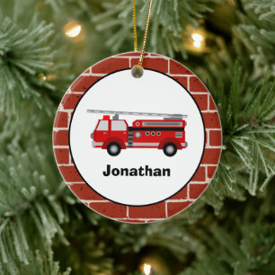 Fire Truck Custom Ceramic Ornament