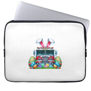 Fire Truck Easter Bunny Ears Firefighter Easter Eg Laptop Sleeve
