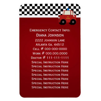 Fire Truck Emergency Contact Magnet