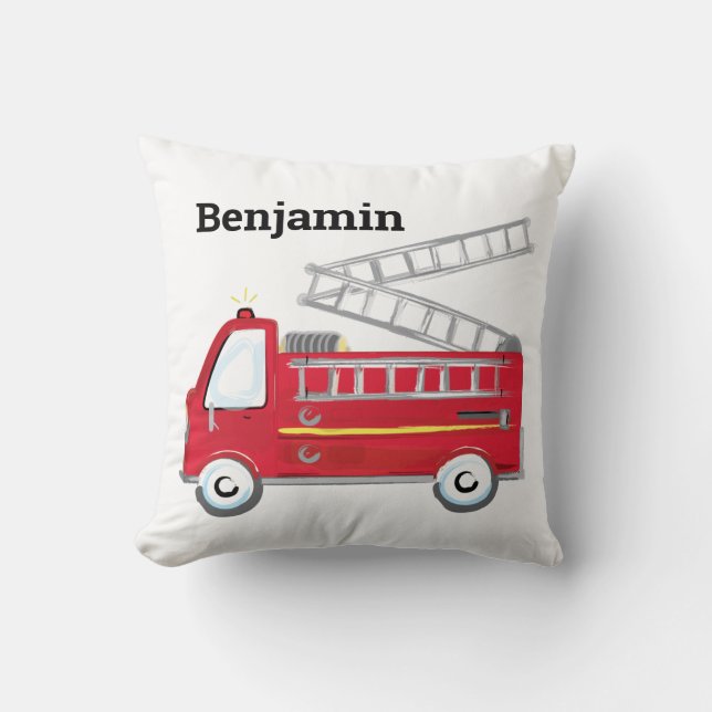 Fire Truck Engine Personalized Pillow (Front)