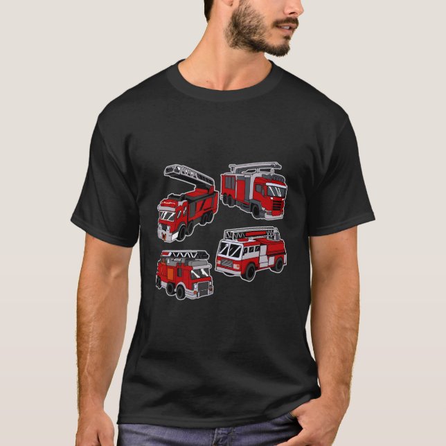 Fire Truck Engine Rescue Ladder Trucks Firefighter T-Shirt (Front)