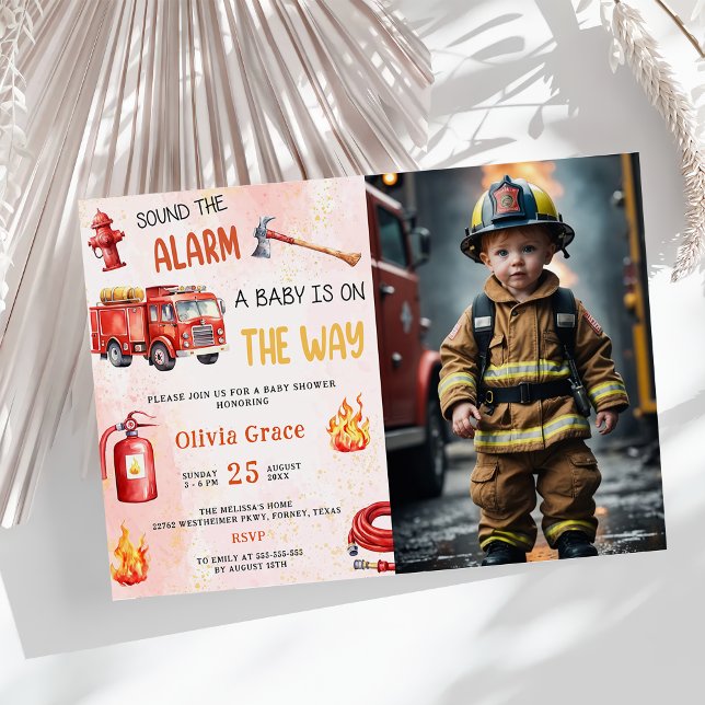 Fire Truck Fire Engine Baby Shower Party Invitation (Creator Uploaded)
