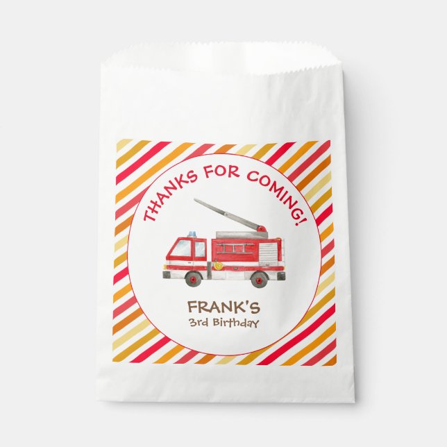 Fire Truck Fire Engine Birthday Party  Favour Bag (Front)
