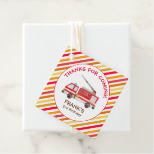 Fire Truck Fire Engine Birthday Party Favour Tags