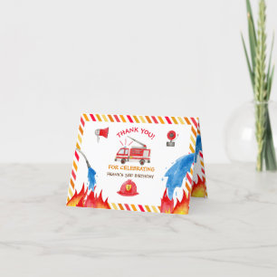 Fire Truck Fire Engine Birthday Party Thank you  Card