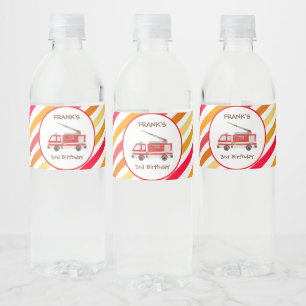 Fire Truck Fire Engine Birthday Party Water Bottle Label