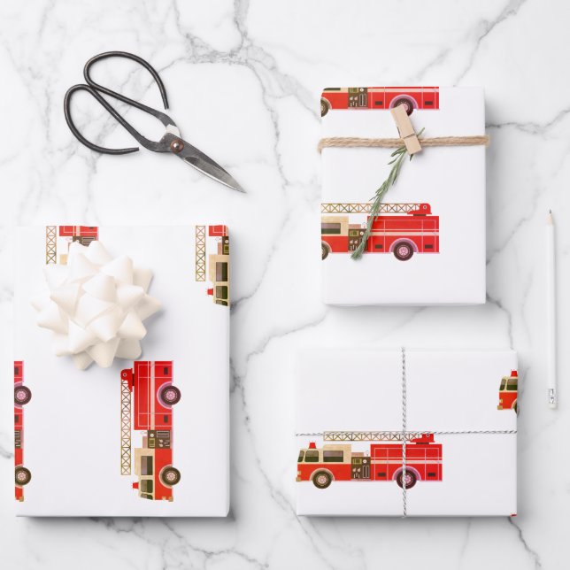 Fire Truck Fire Engine Wrapping Paper (Front)