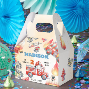 Fire Truck Firefighter 2nd Birthday  Favour Box