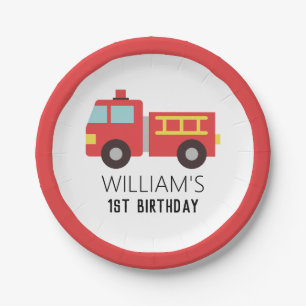 Fire Truck Firefighter Birthday Party Paper Plate