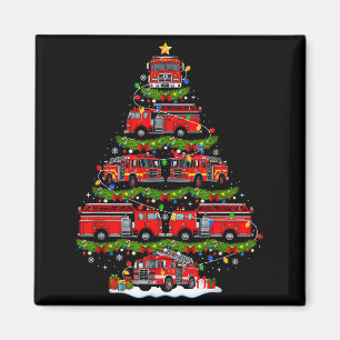 Fire Truck Firefighter Christmas Tree Lights Xmas  Magnet