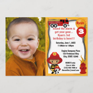 Fire Truck Firefighter Dalmatian Birthday FFP02A Invitation