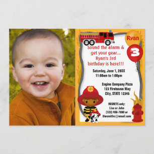 Fire Truck Firefighter Dalmatian Birthday FFP03A Invitation