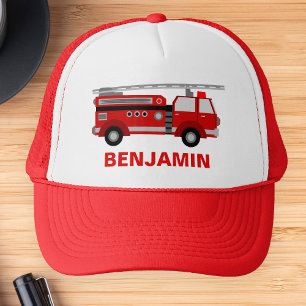 Fire Truck Firefighter Kids Trucker Hat