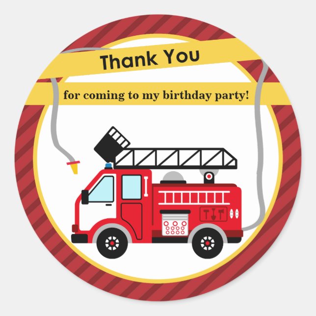 Fire Truck Firefighter Thank You Sticker (Front)