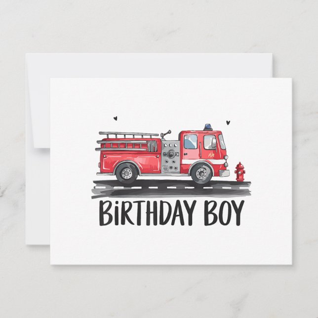 Fire Truck Firefighter The Birthday of Boy Family  (Front)