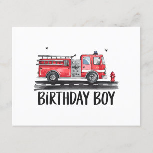 Fire Truck Firefighter The Birthday of Boy Family  Enclosure Card