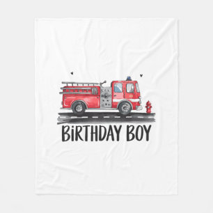 Fire Truck Firefighter The Birthday of Boy Family Fleece Blanket