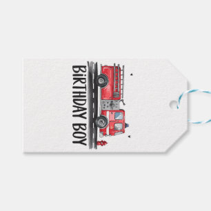 Fire Truck Firefighter The Birthday of Boy Family  Gift Tags