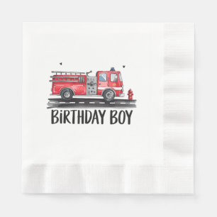 Fire Truck Firefighter The Birthday of Boy Family  Napkin