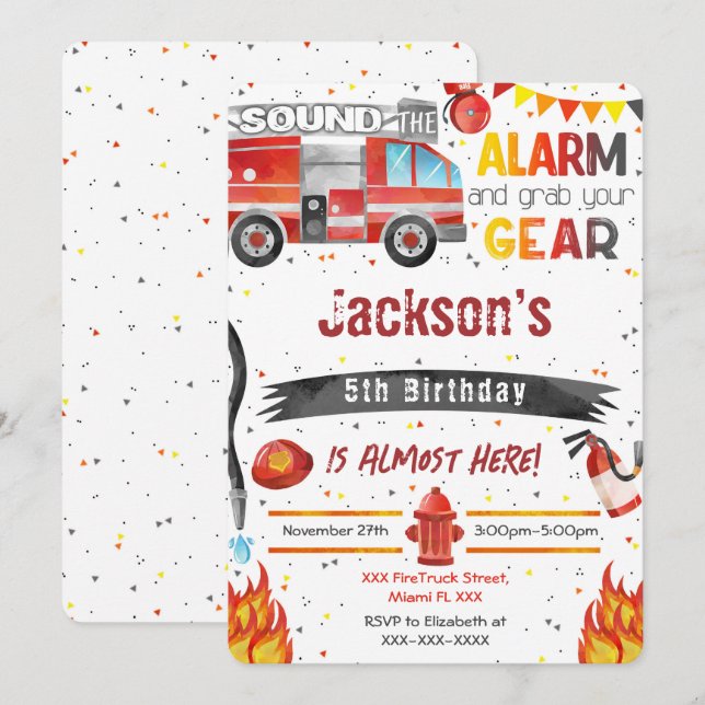 Fire Truck Invitations (Front/Back)