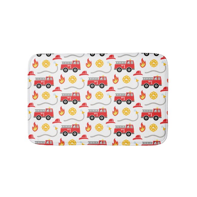 Fire Truck Kids Bath Mat (Front)