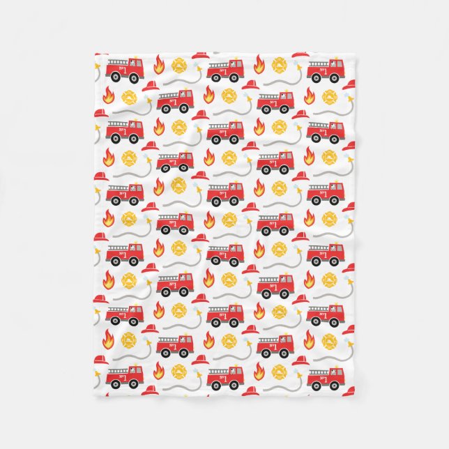 Fire Truck Kids  Fleece Blanket (Front)