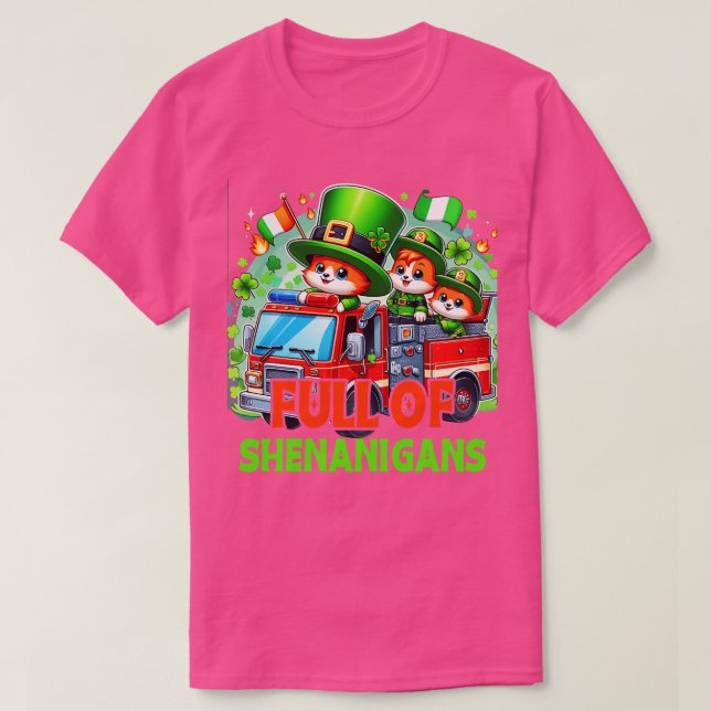 Fire Truck Kids Toddler Boys St Patricks Day Firet T-Shirt (Design Front)
