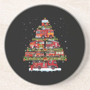 Fire Truck Lights Firefighter Fire Truck Christmas Coaster