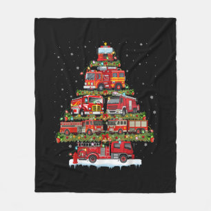 Fire Truck Lights Firefighter Fire Truck Christmas Fleece Blanket