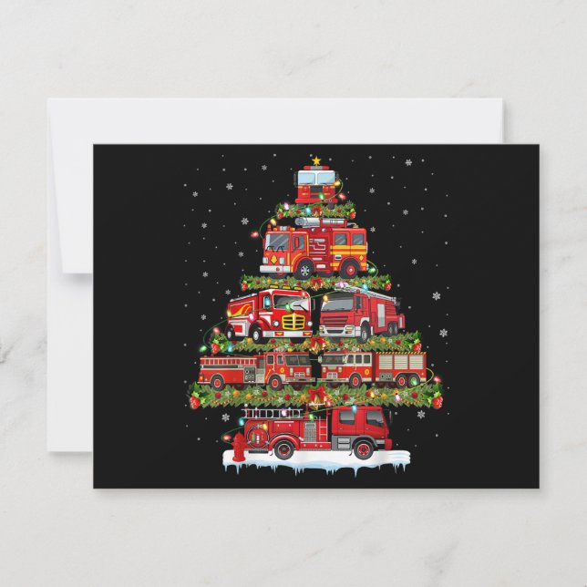 Fire Truck Lights Firefighter Fire Truck Christmas Holiday Card (Front)