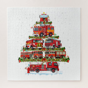 Fire Truck Lights Firefighter Fire Truck Christmas Jigsaw Puzzle