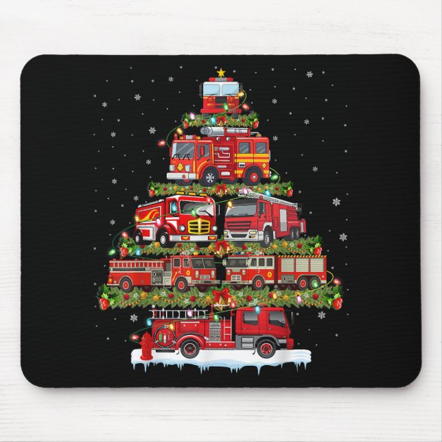 Fire Truck Lights Firefighter Fire Truck Christmas Mouse Mat (Front)
